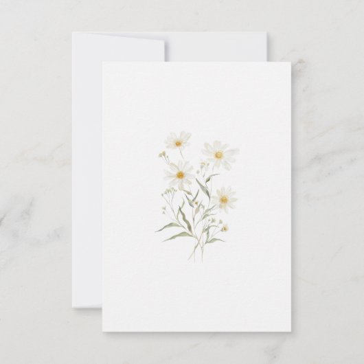 Daisy Wildflower Witte Boho Minimalistisch Save The Date (Achterkant)