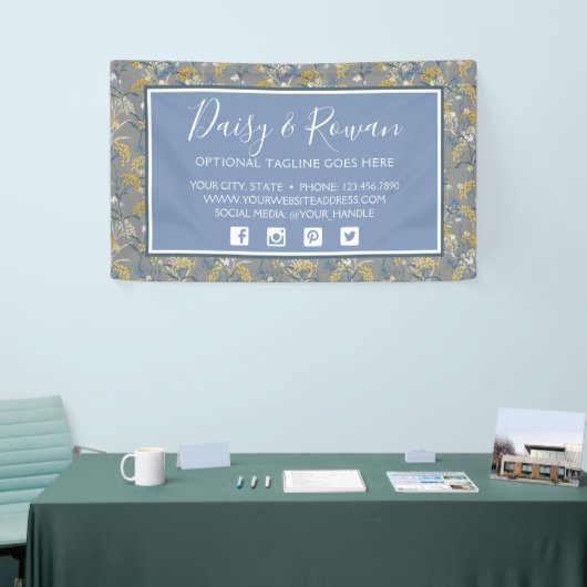 Daisy Wildflower & Yellow Rowan Berries Floral Spandoek (Beurs)