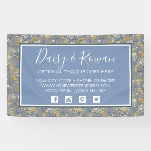 Daisy Wildflower & Yellow Rowan Berries Floral Spandoek (Horizontaal)