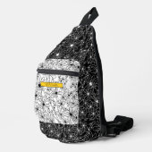 Daisy Wildflower Zwart Wit Patroon Geel Naam Sling Bag (Rechterhoek)