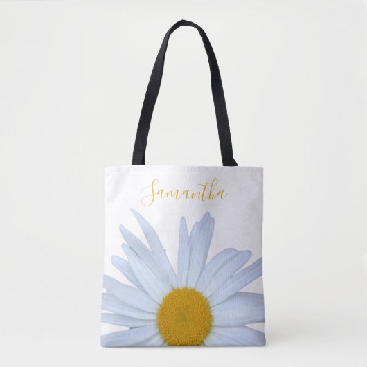 Daisy Wit Geel Script Canvas tas (Voorkant)