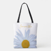 Daisy Wit Geel Script Canvas tas (Achterkant)