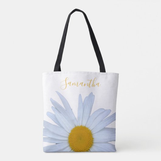 Daisy Wit Geel Script Canvas tas (Achterkant)