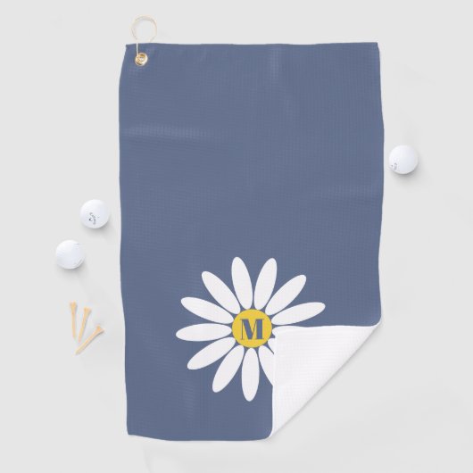 Daisy with Initial Blue Golfhanddoek (Insitu)