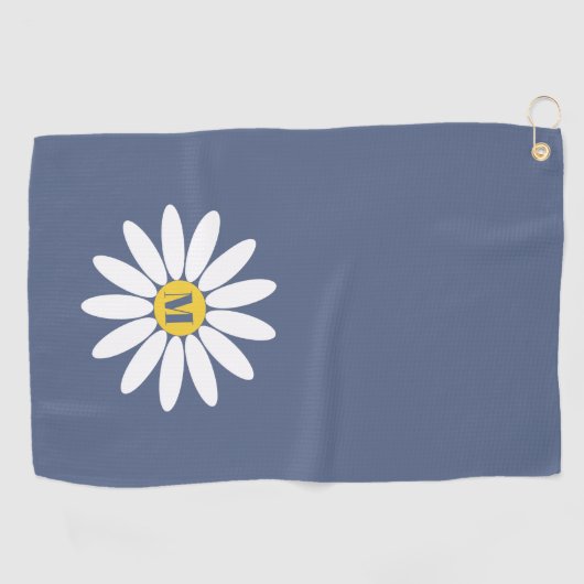 Daisy with Initial Blue Golfhanddoek (Horizontaal)
