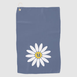 Daisy with Initial Blue Golfhanddoek