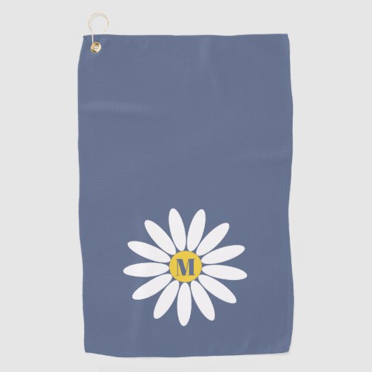 Daisy with Initial Blue Golfhanddoek (Voorkant)