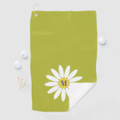 Daisy with Initial Lime Green Golfhanddoek (Insitu)