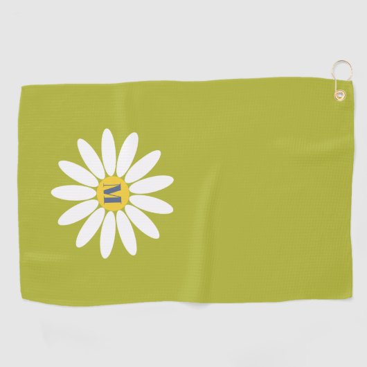 Daisy with Initial Lime Green Golfhanddoek (Horizontaal)