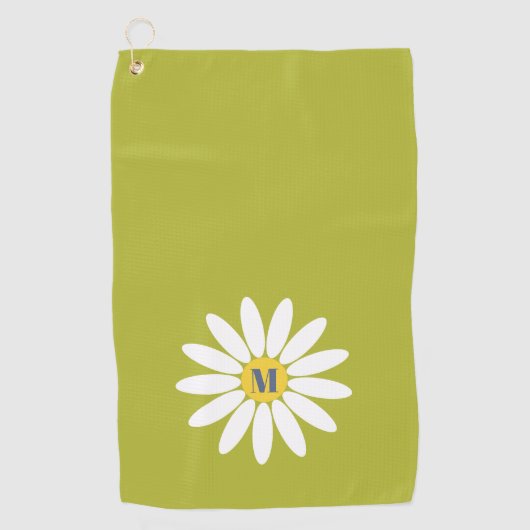 Daisy with Initial Lime Green Golfhanddoek (Voorkant)