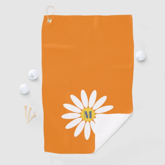 Daisy with Initial Orange Golfhanddoek (Insitu)