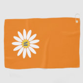 Daisy with Initial Orange Golfhanddoek (Horizontaal)