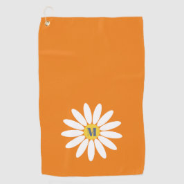 Daisy with Initial Orange Golfhanddoek