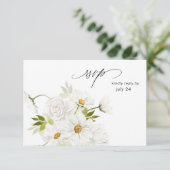 Daisy Witte Bloem met maaltijd RSVP kaart 4 (Staand voorkant)
