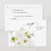 Daisy Witte Bloem met maaltijd RSVP kaart 4 (Voorkant / Achterkant)
