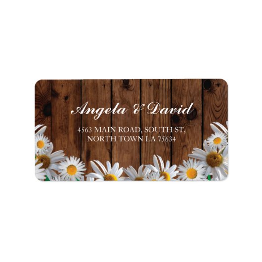 Daisy Wood Bloemen Rustieke Elegante Adresetikette Etiket (Voorkant)