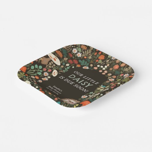 Daisy Woodland Animal Forest Baby shower Papieren Bordje (Gebogen)