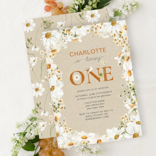 Daisy wordt één terracotta 1e verjaardag kaart