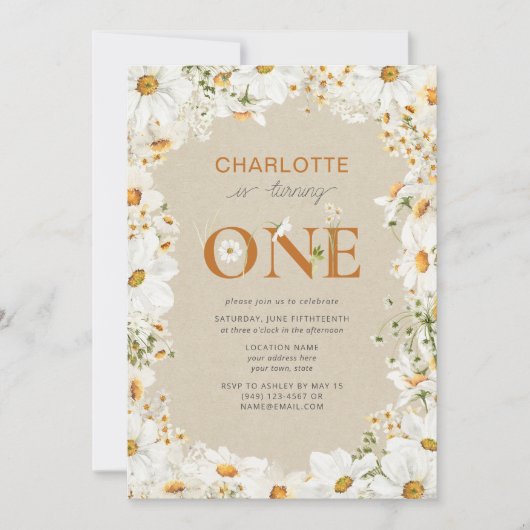 Daisy wordt één terracotta 1e verjaardag kaart (Voorkant)