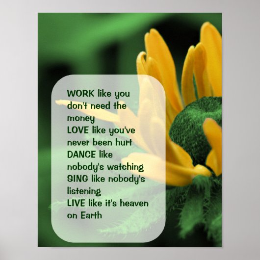 Daisy Work Love Dance Inspirerend Quote Poster (Voorkant)