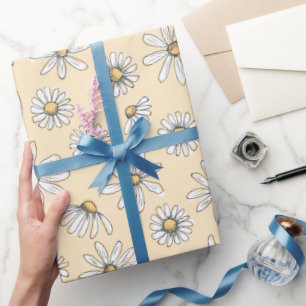 Daisy Wrapping Paper - Geel Cadeaupapier