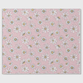 Daisy Wrapping Paper - Roze Cadeaupapier (Vlak)