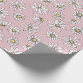 Daisy Wrapping Paper - Roze Cadeaupapier (Hoek)