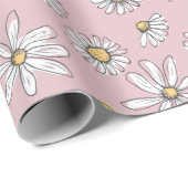 Daisy Wrapping Paper - Roze Cadeaupapier (Rol Hoek)