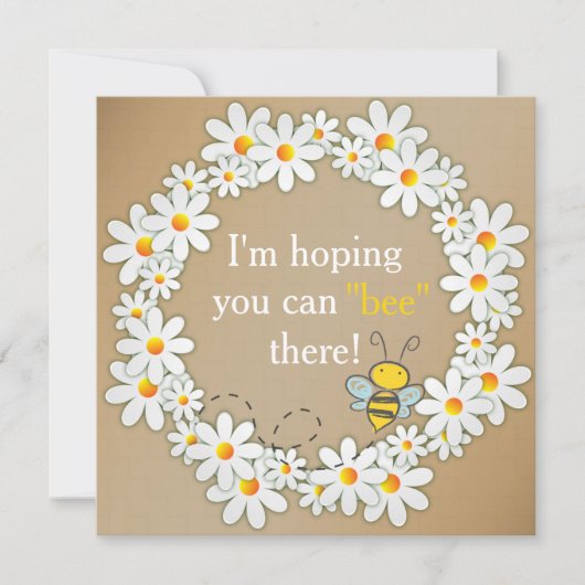 Daisy Wreath and Flying Bumble Bee Birthday Kaart (Voorkant)