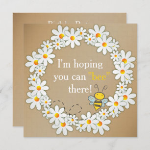 Daisy Wreath and Flying Bumble Bee Birthday Kaart