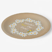 Daisy Wreath and Flying Bumble Bee Birthday Papieren Bordje (Gekanteld)