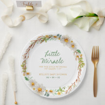 Daisy Wreath Little Miracle Baby shower Schrift