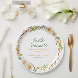 Daisy Wreath Little Miracle Baby shower Schrift Papieren Bordje