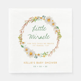 Daisy Wreath Little Miracle Baby shower Schrift Servet