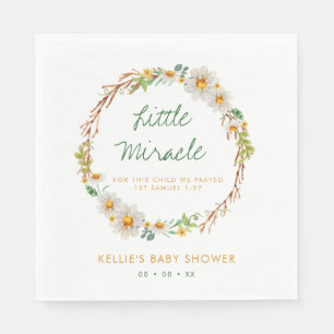 Daisy Wreath Little Miracle Baby shower Schrift Servet