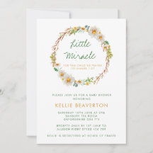 Daisy Wreath Little Mirakel Baby shower Invitation