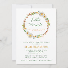 Daisy Wreath Little Mirakel Baby shower Invitation Kaart