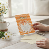 Daisy Wreath Orange Stripe Birthday invitation Kaart