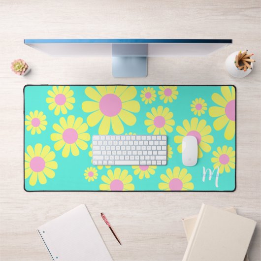 Daisy Yellow Aqua Desk Mat (Kantoor 1)
