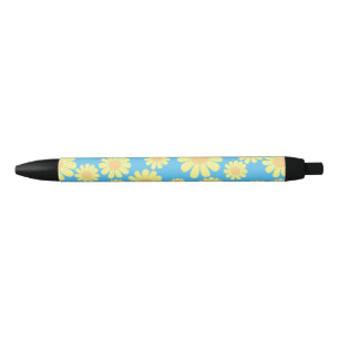 Daisy Yellow Blue Zwarte Inkt Pen