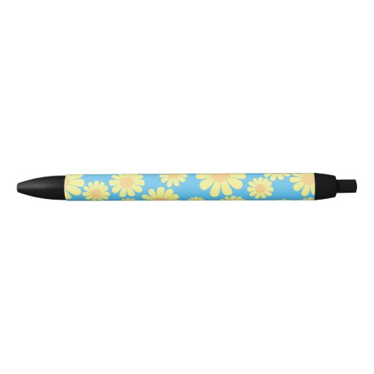 Daisy Yellow Blue Zwarte Inkt Pen (Voorkant)