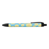 Daisy Yellow Blue Zwarte Inkt Pen (Bovenkant)