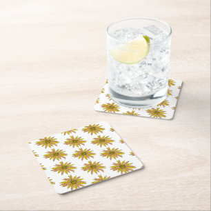Daisy Yellow Flower Painting Pattern Kartonnen Onderzetters