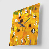 Daisy Yellow Flowers Floral Art Clock Vierkante Klok (Hoek)
