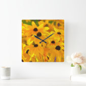 Daisy Yellow Flowers Floral Art Clock Vierkante Klok (Huis)
