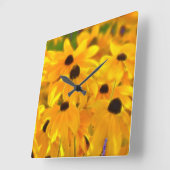 Daisy Yellow Flowers Floral Art Clock Vierkante Klok (Hoek)