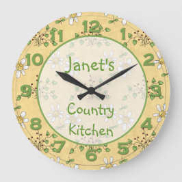 Daisy Yellow Green Country Clock Wall klok