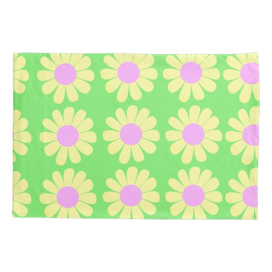 Daisy Yellow Green Monogram Kussensloop (Achterkant)