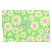 Daisy Yellow Green Monogram Kussensloop (Voorkant)