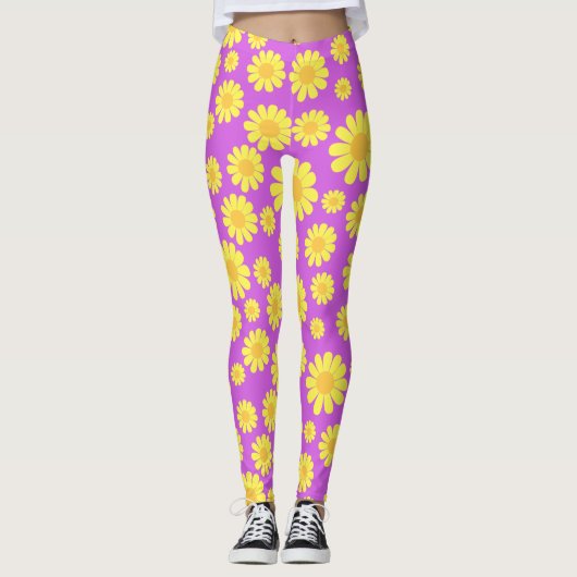 Daisy Yellow Maganta Leggings (Voorkant)